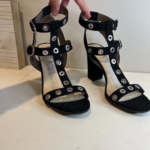 Like New Sam & Libby Evita Grommet Double Strap Chunky Heel, Size 9 - Picture 11 of 12